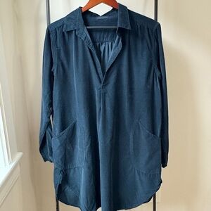 Navy Blue Long Sleeve corduroy Tunic